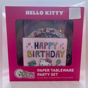 Hello Kitty Paper Tableware Party Set 16 Lunch & 16 dessert plates, 40 Napkins